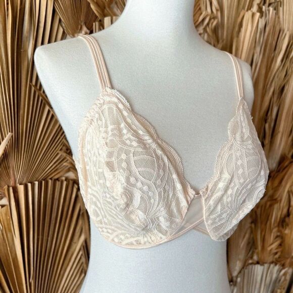 Vintage Lace Bra 36C Maidenform 1970's Swiss Dot - Picture 2 of 6